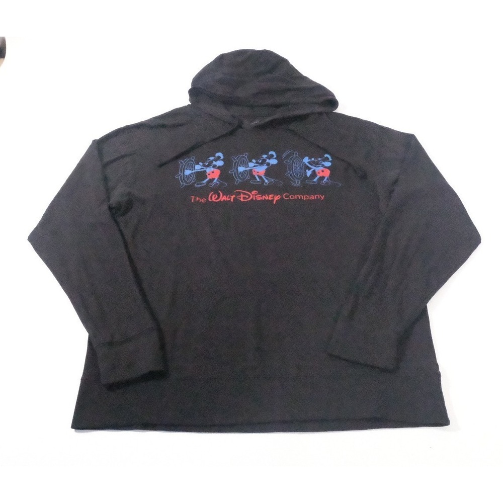 Disney Hoodie Shirt Unisex XL Black Steamboat Willie Employee Exclusive Graphic